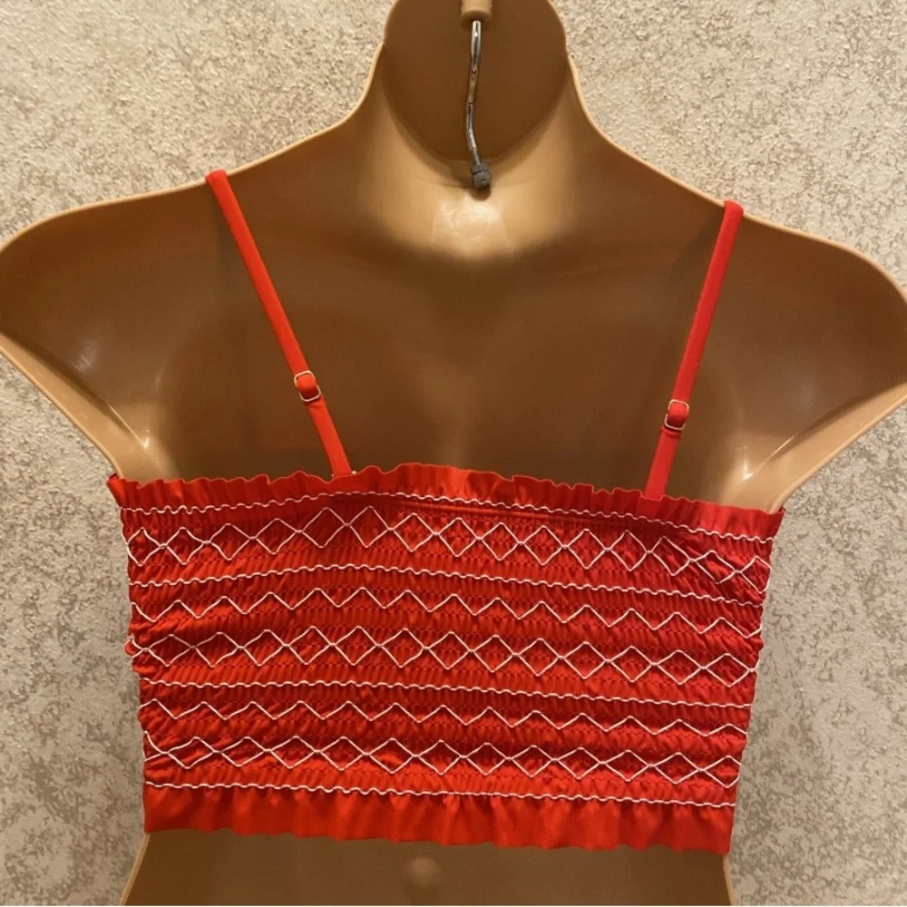 Xhilaration Red Smocked Bikini Top